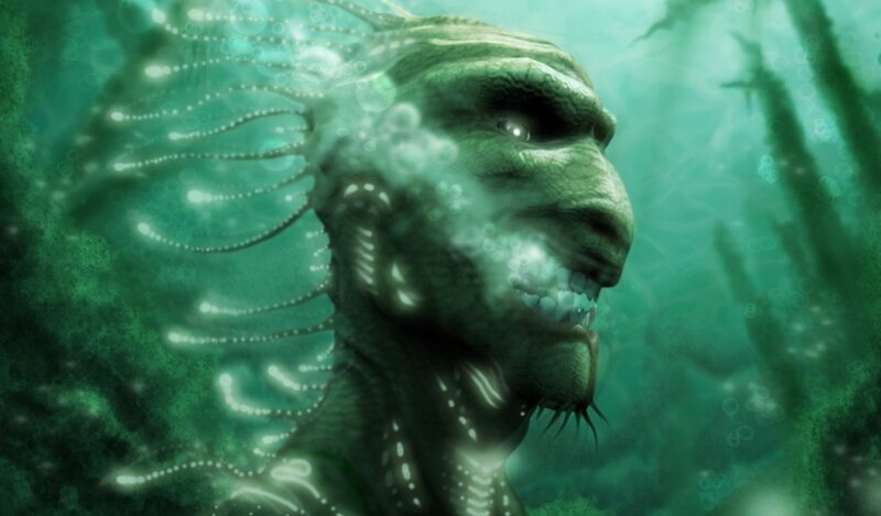 underwater creature with glowing tendrils