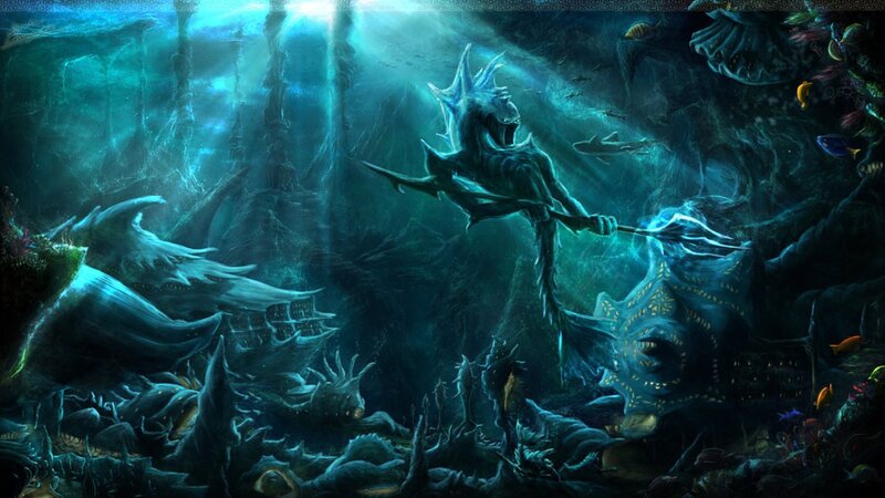 Underwater Creature with Trident