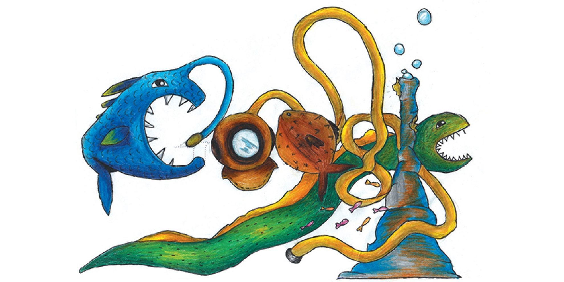 Underwater creatures illustration