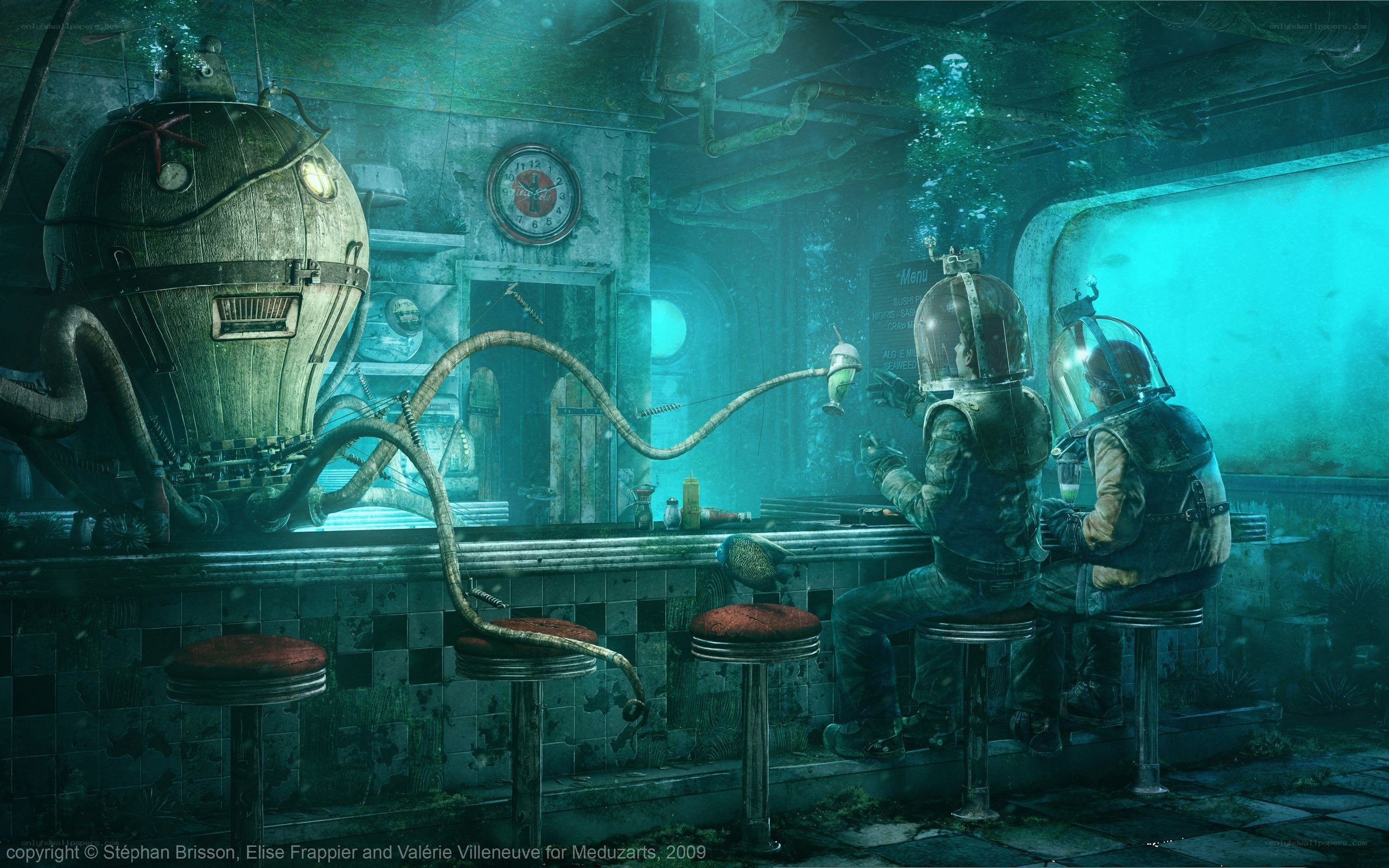 underwater diner scene