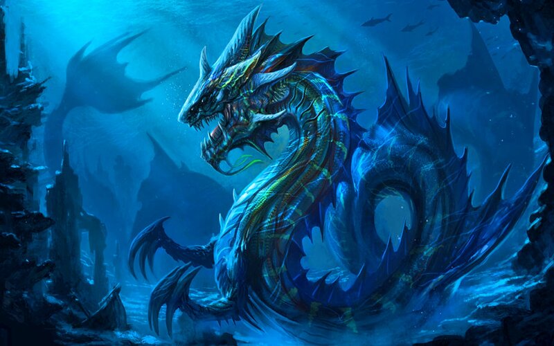 Underwater Dragon — Blue