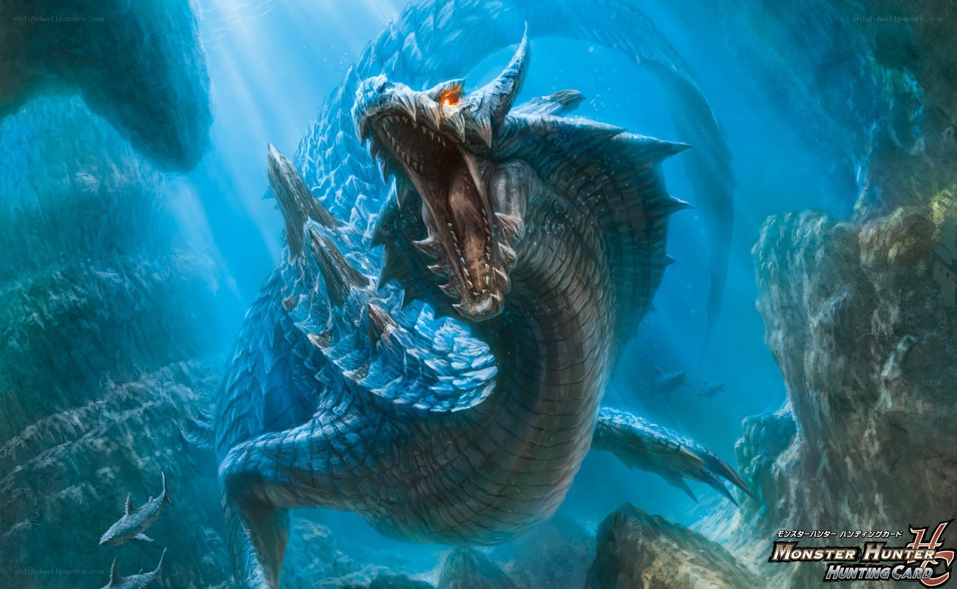 Underwater dragon in cave