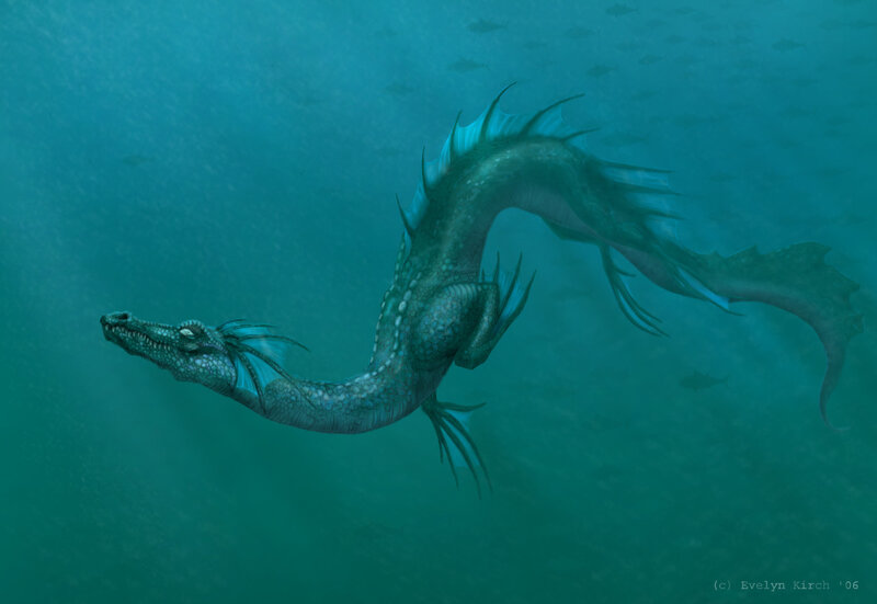 Underwater dragon in ocean
