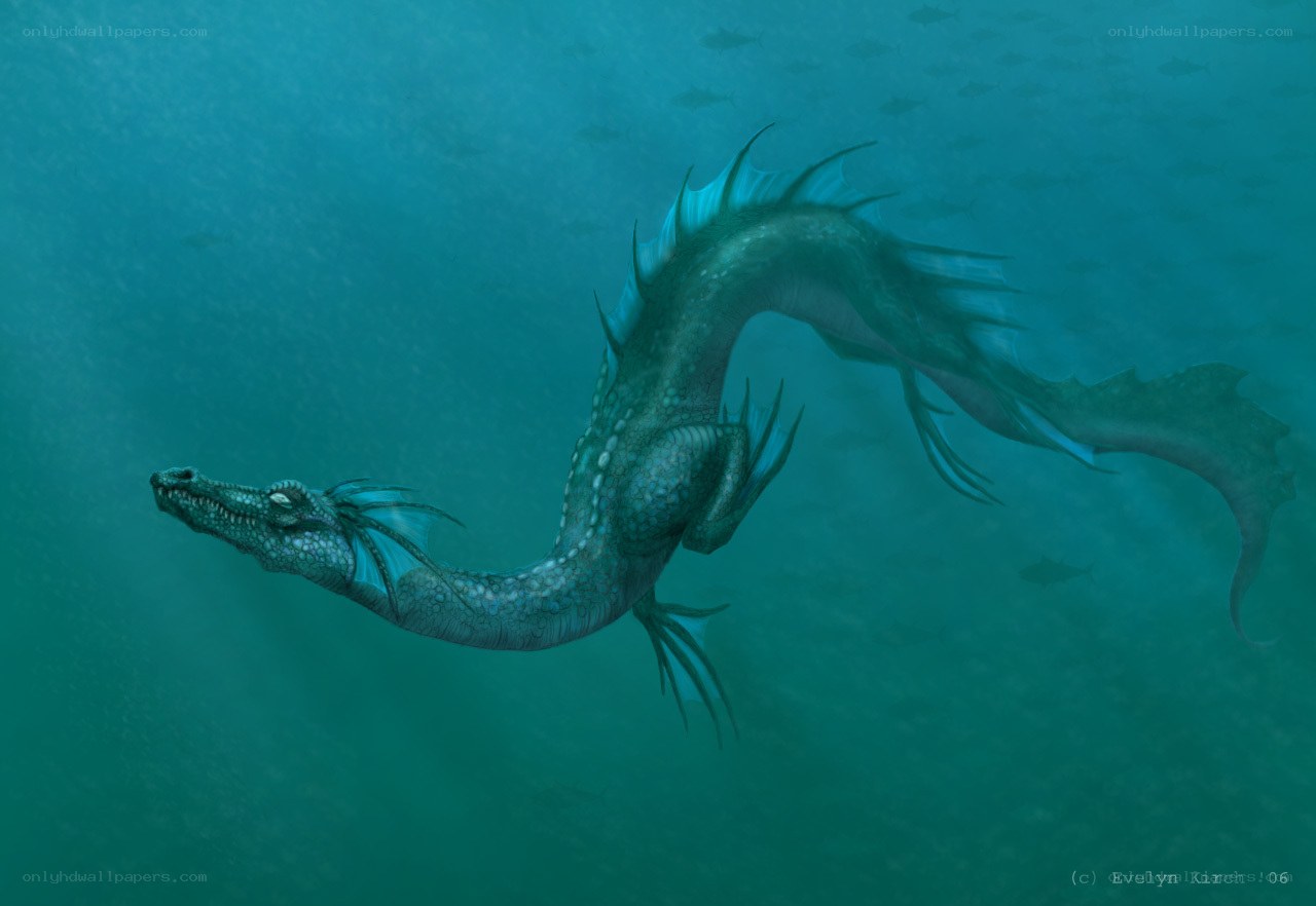 Underwater dragon in ocean