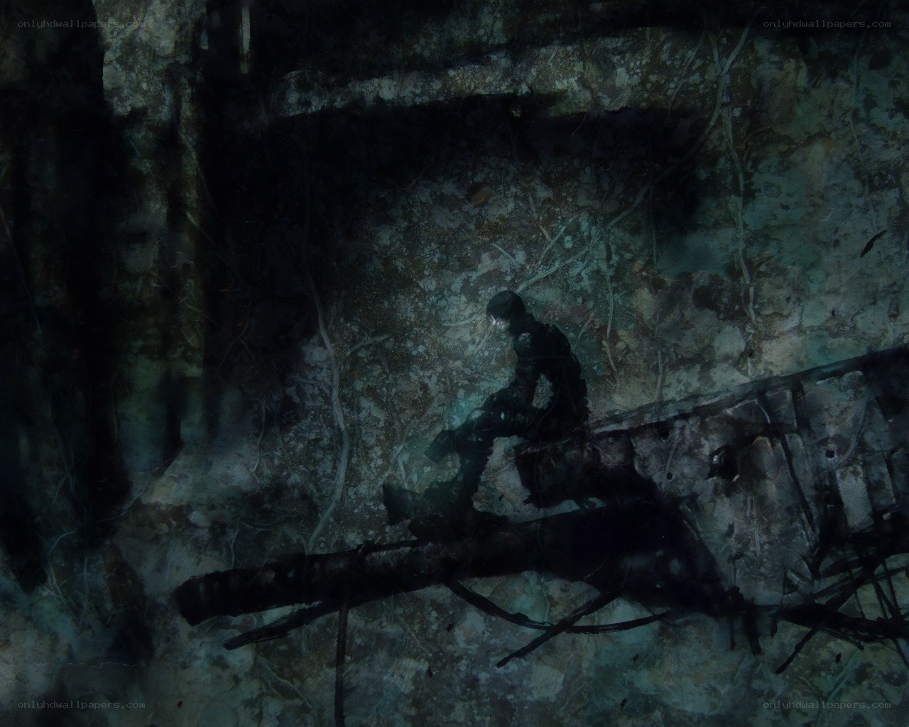 Underwater exploration scene