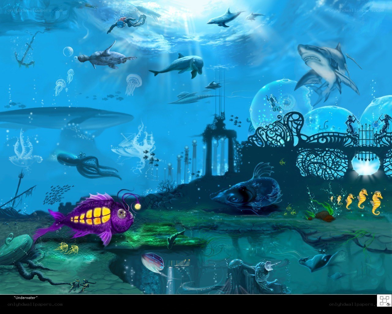 Underwater fantasy scene