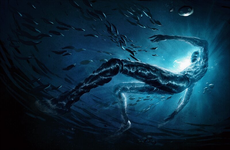 Underwater figure with light