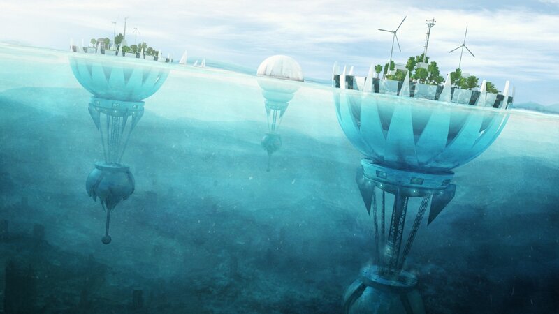 Underwater Floating Islands — Blue
