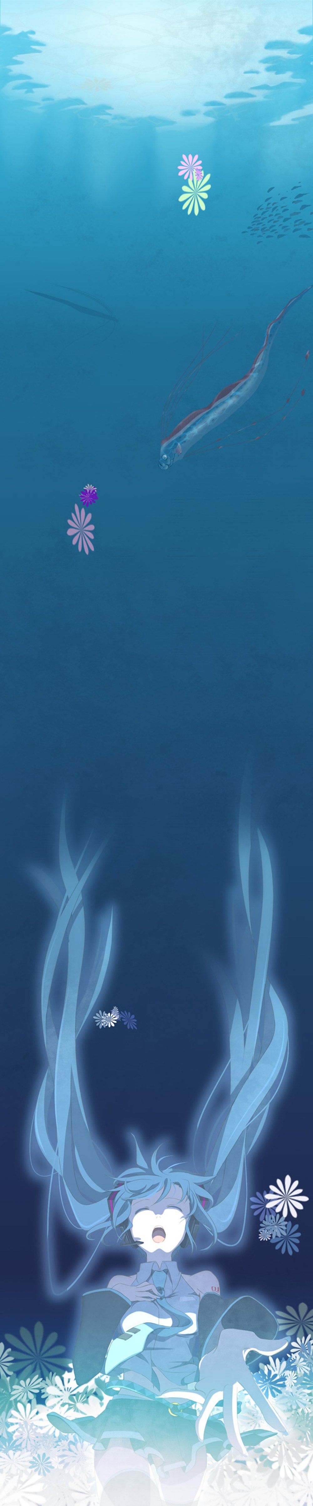 Underwater flower scene