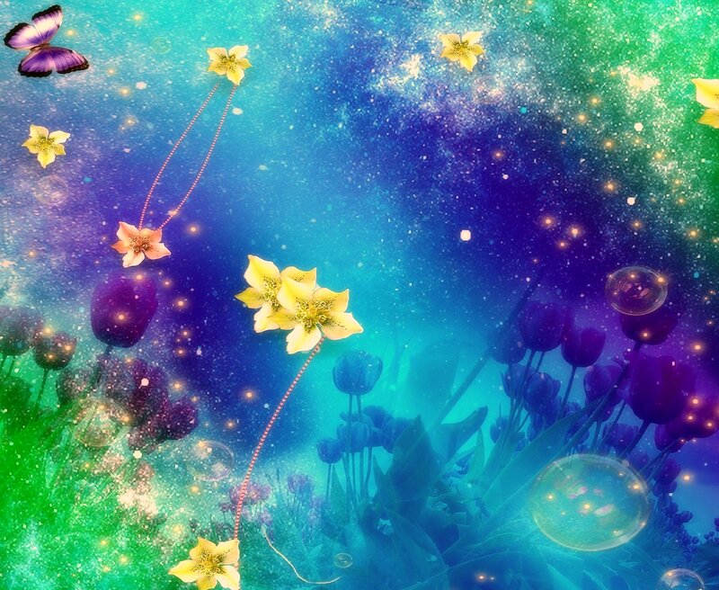 Underwater Flowers and Butterfly