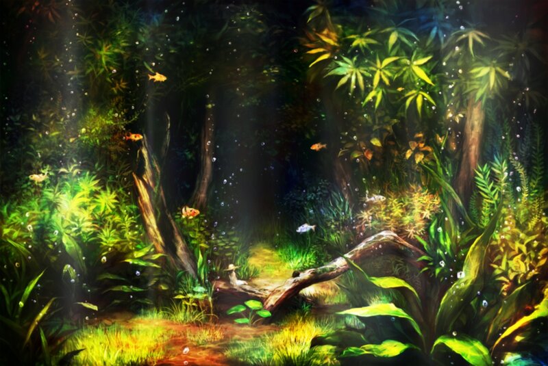 Underwater Forest Scene