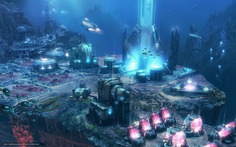 Underwater futuristic base
