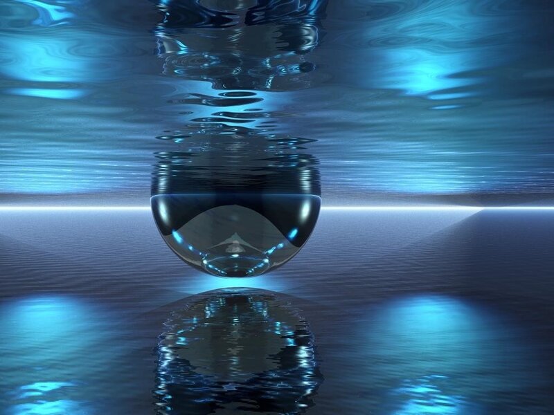 Underwater glass sphere