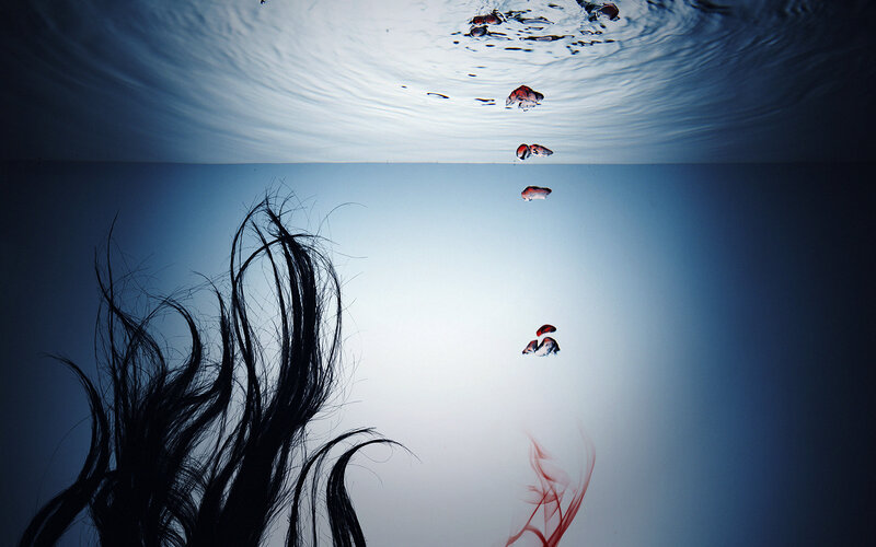underwater hair and blood