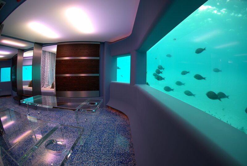 Underwater hotel room view