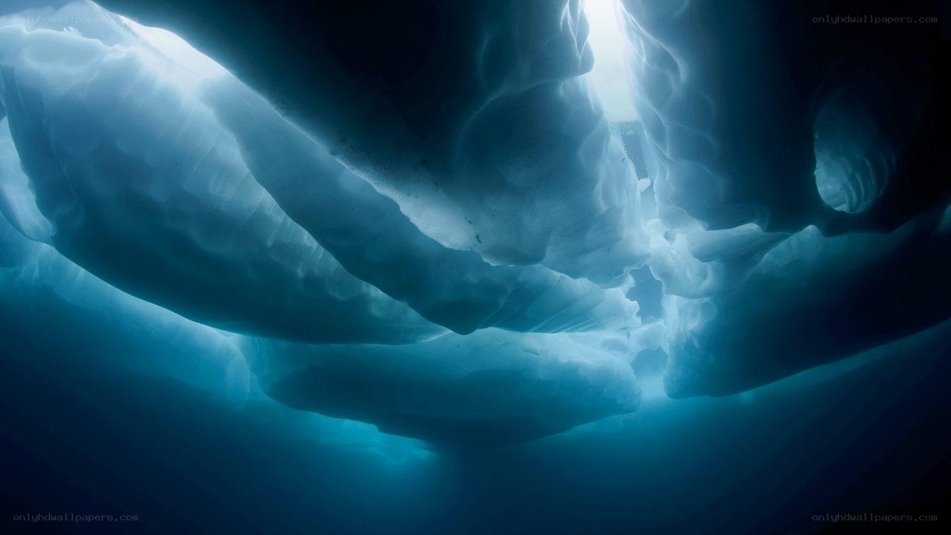 Underwater ice cave