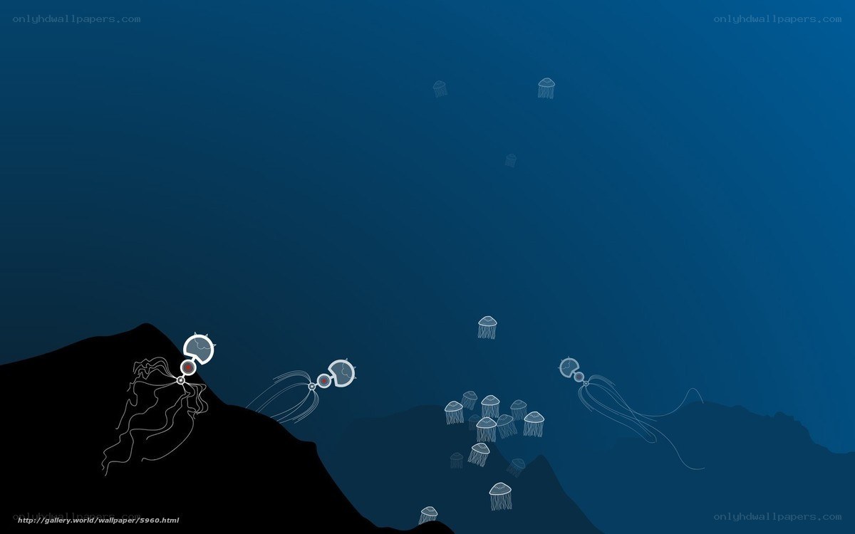 Underwater jellyfish scene