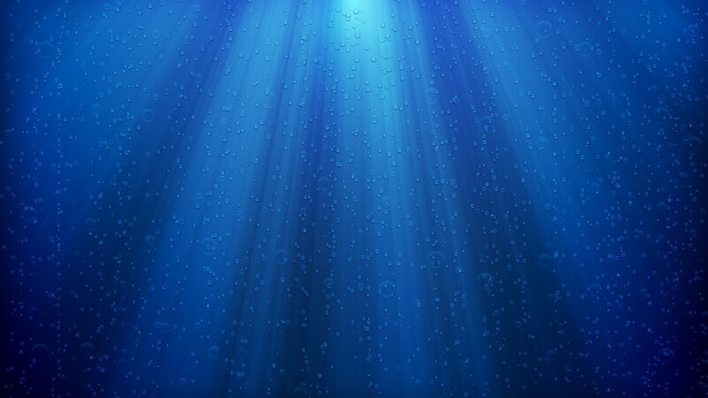Underwater Light Rays — Blue, Serene, Digital Art, Bubbles
