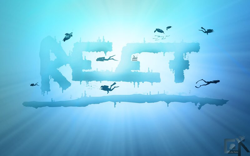 underwater logo with divers
