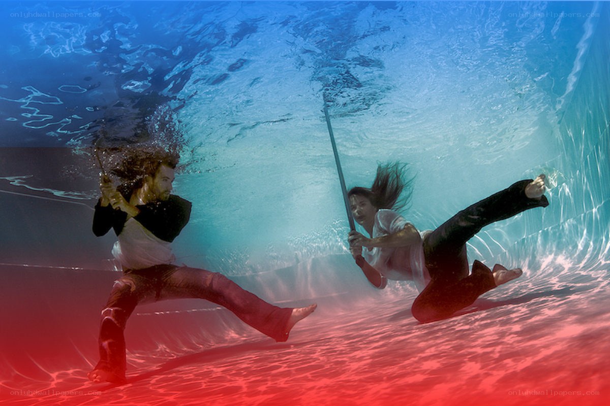 Underwater martial arts duel