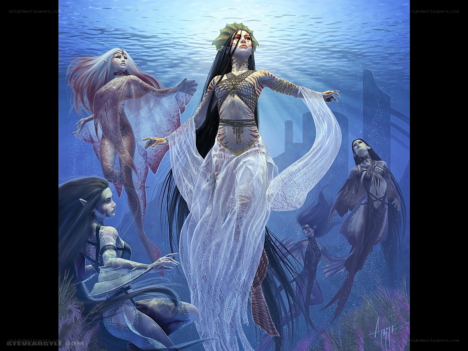 Underwater mermaid gathering