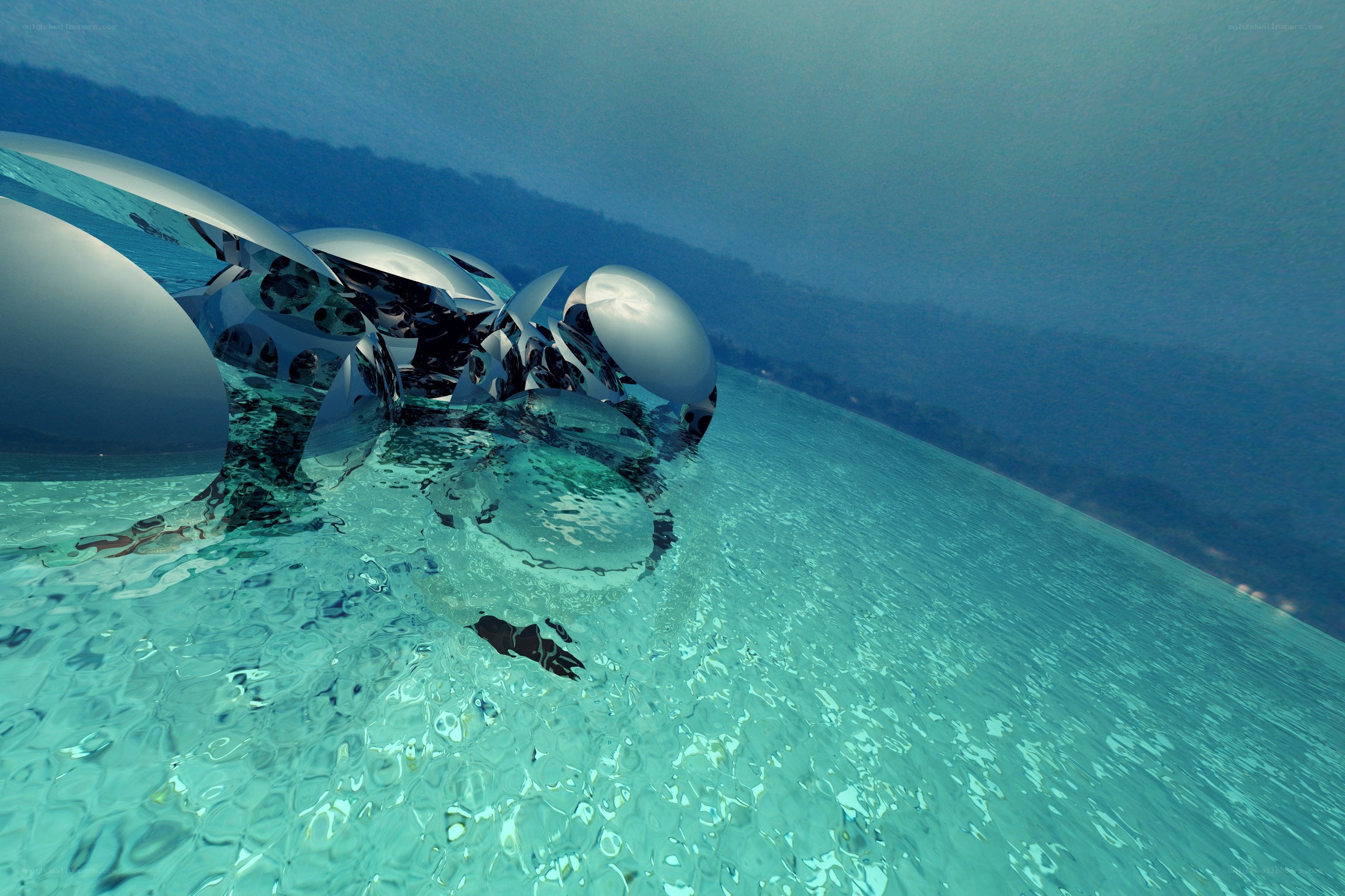 Underwater metallic sculpture