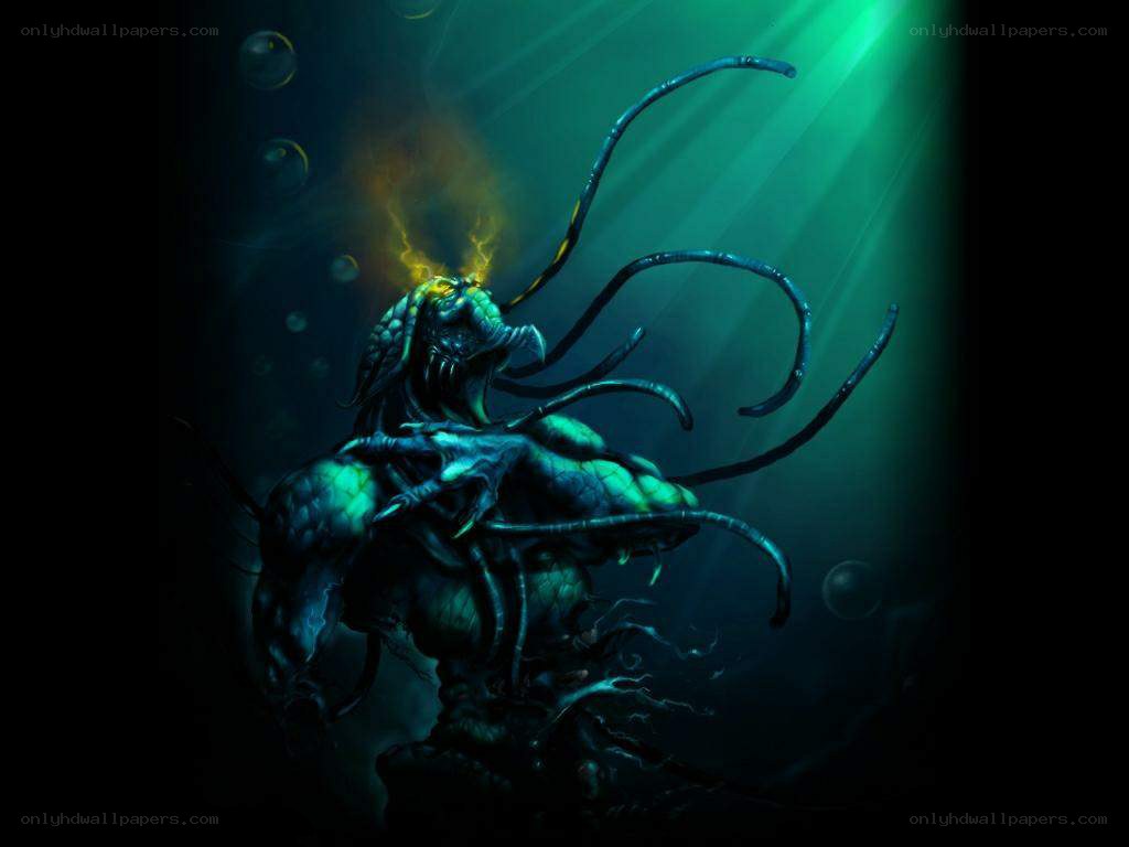 Underwater monster with tentacles