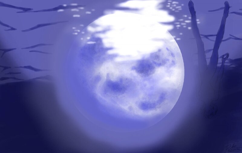 underwater moonlight scene