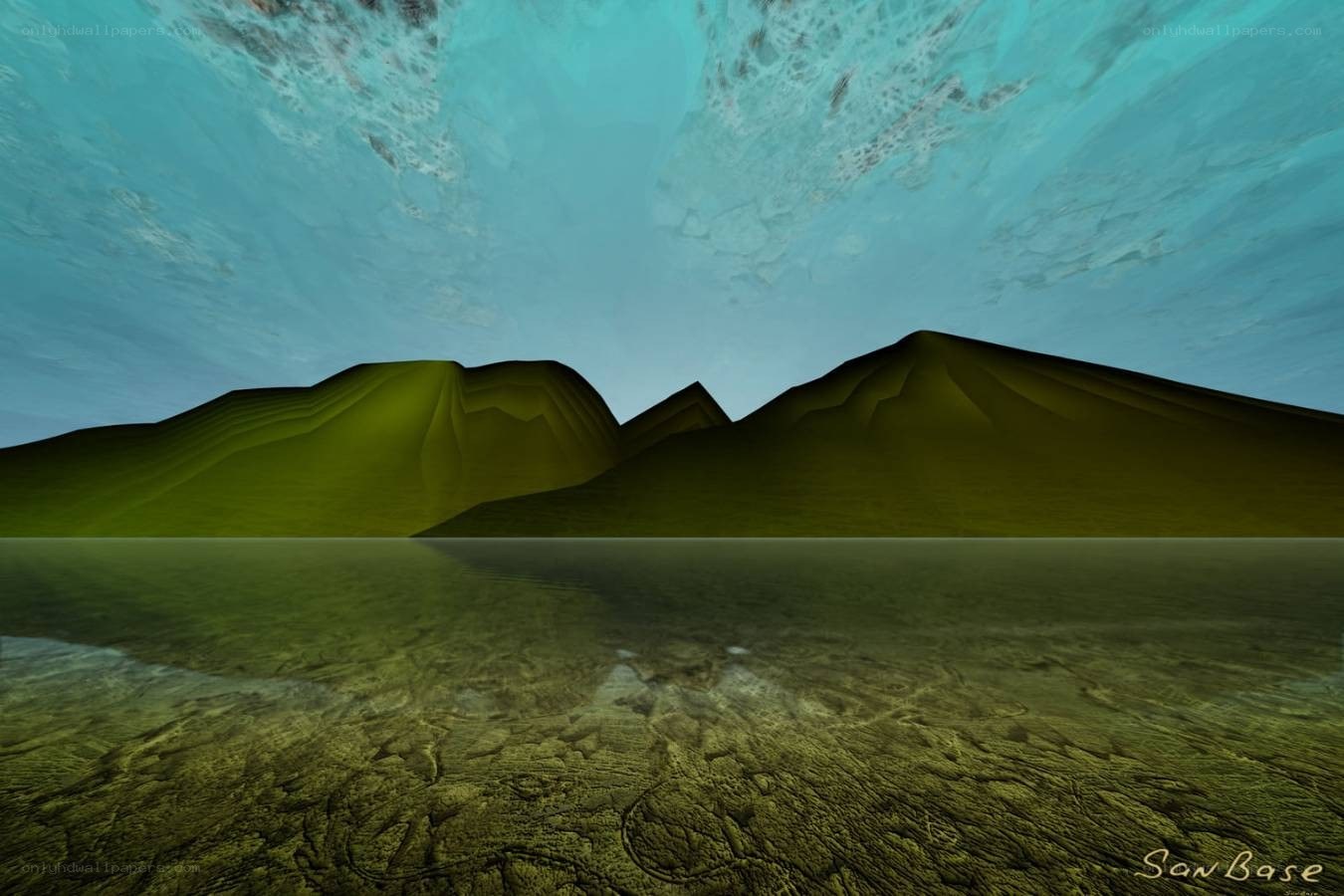 Underwater mountain landscape