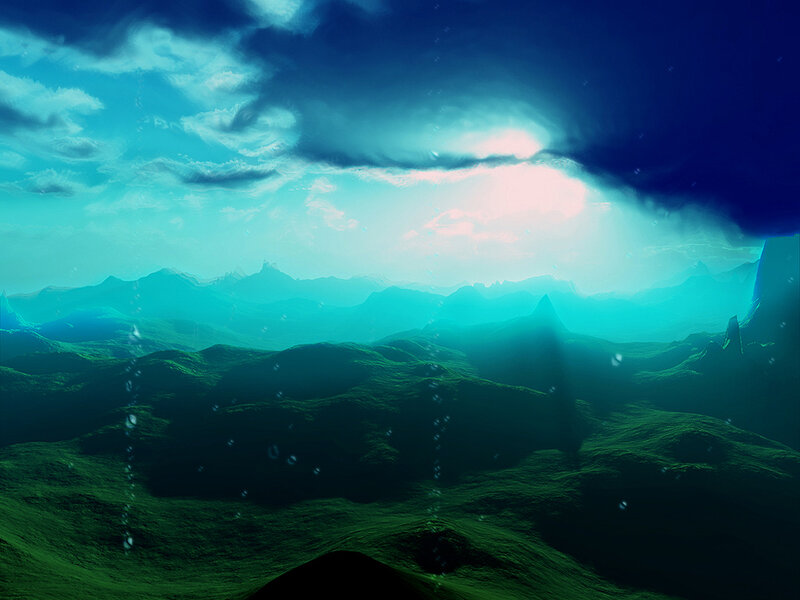 Underwater mountain landscape