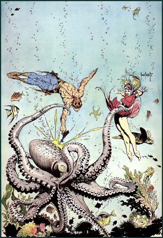 Underwater octopus attack