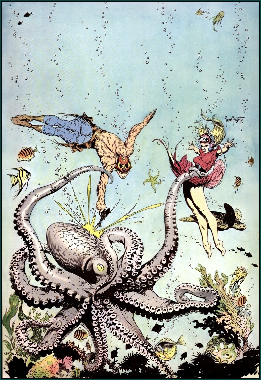 Underwater octopus attack