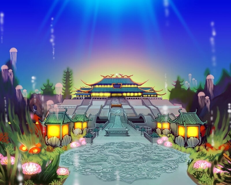 Underwater palace scene