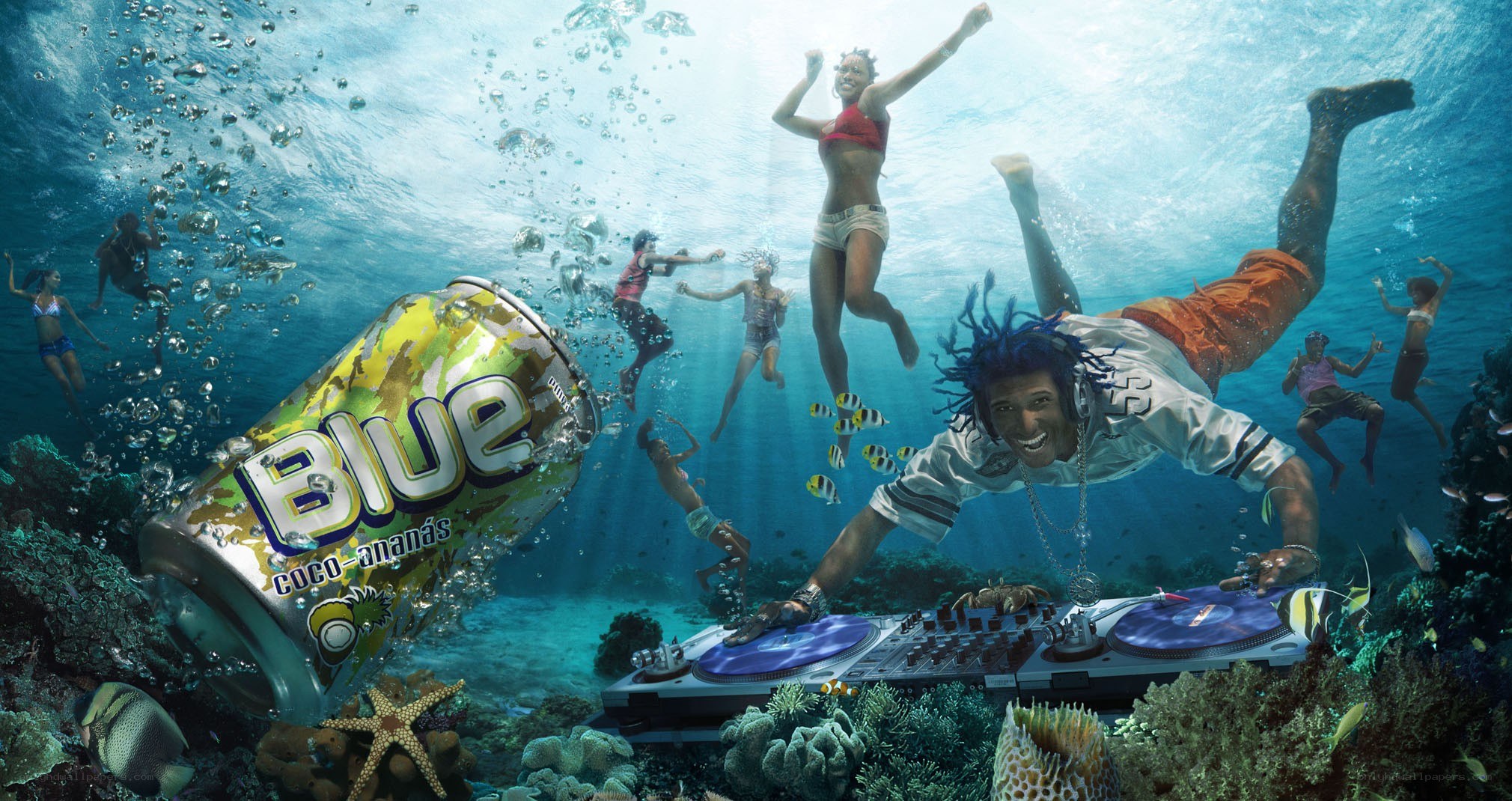 Underwater party with DJ