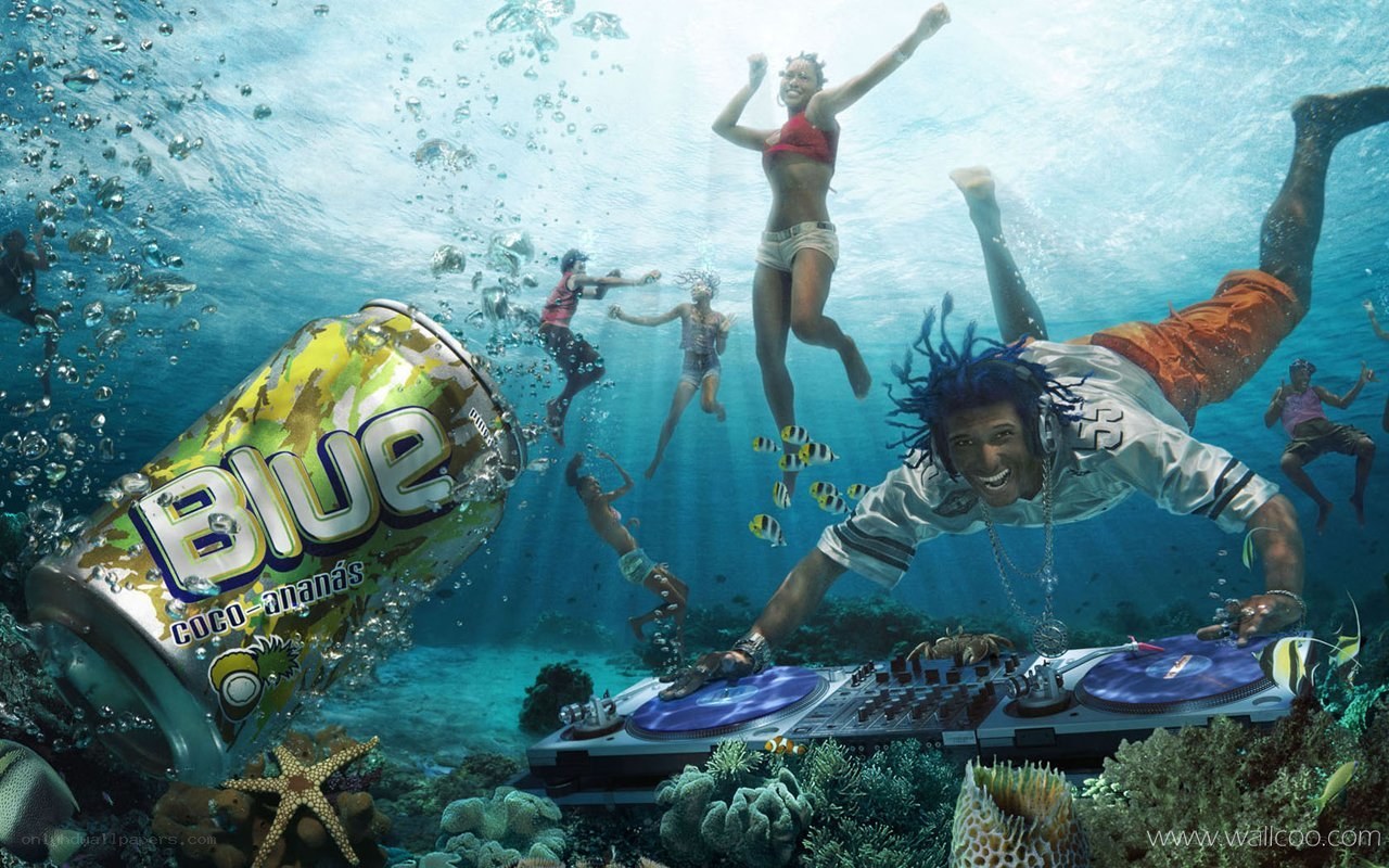 Underwater party with DJ
