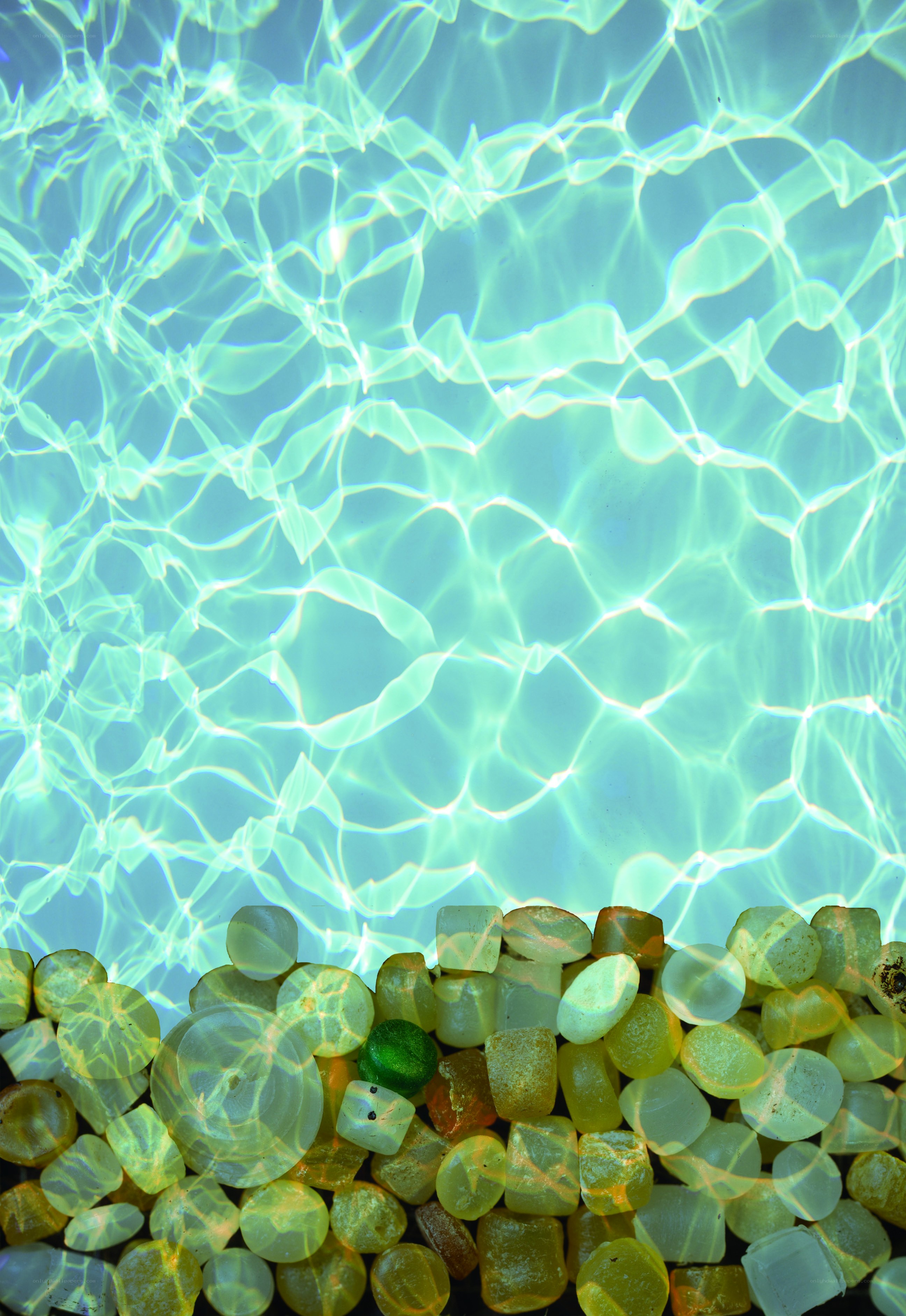 Underwater pebbles and light