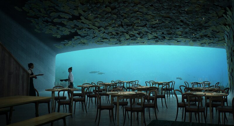 Underwater Restaurant — Blue, Serene, 3d Render