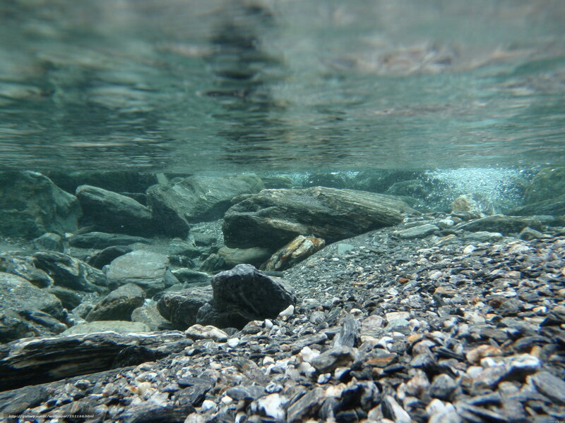 Underwater riverbed rocks