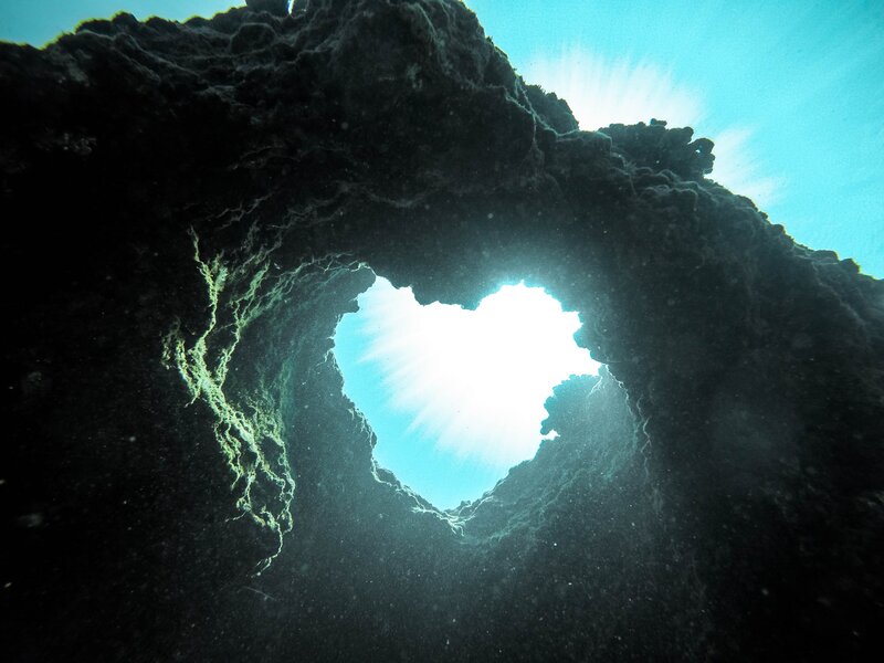 Underwater Rock Formation — Blue, Serene
