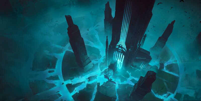 Underwater Ruins — Teal, Dramatic