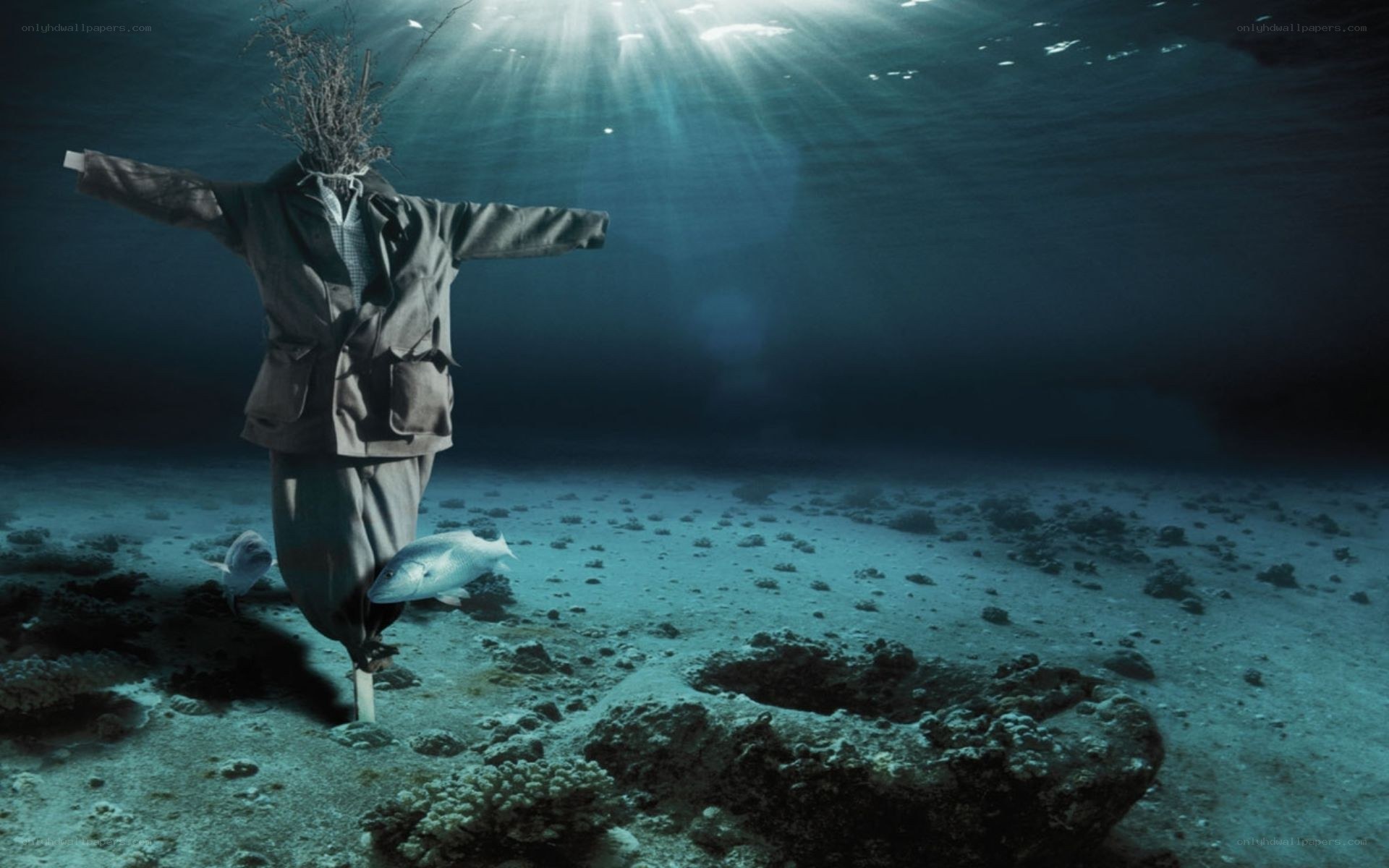 underwater scarecrow figure