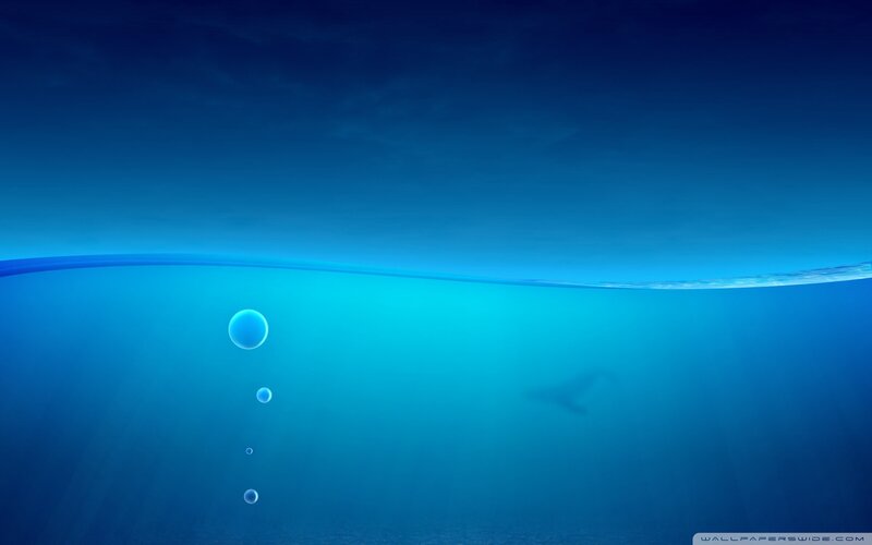 Underwater Scene with Bubbles — Blue, Serene, Digital Art