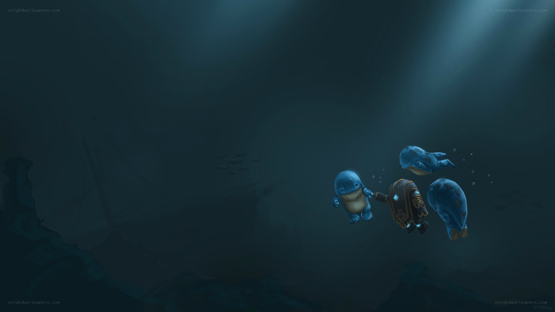 underwater scene with creatures