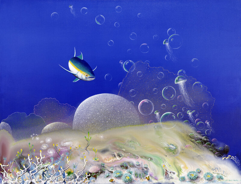 Underwater scene with fish and jellyfish