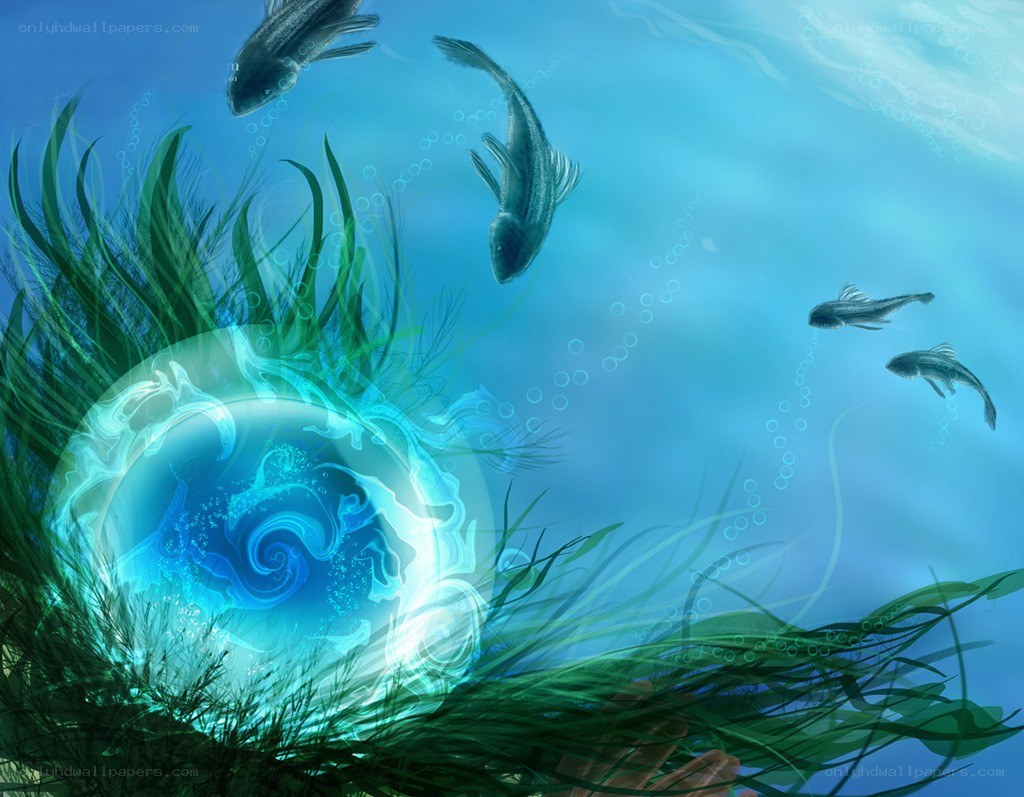 Underwater scene with fish and plants
