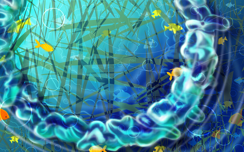 Underwater Scene with Fish — Blue, Serene
