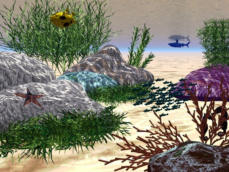 Underwater Scene with Fish — Green