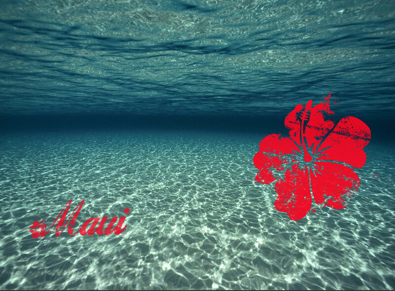 Underwater scene with hibiscus
