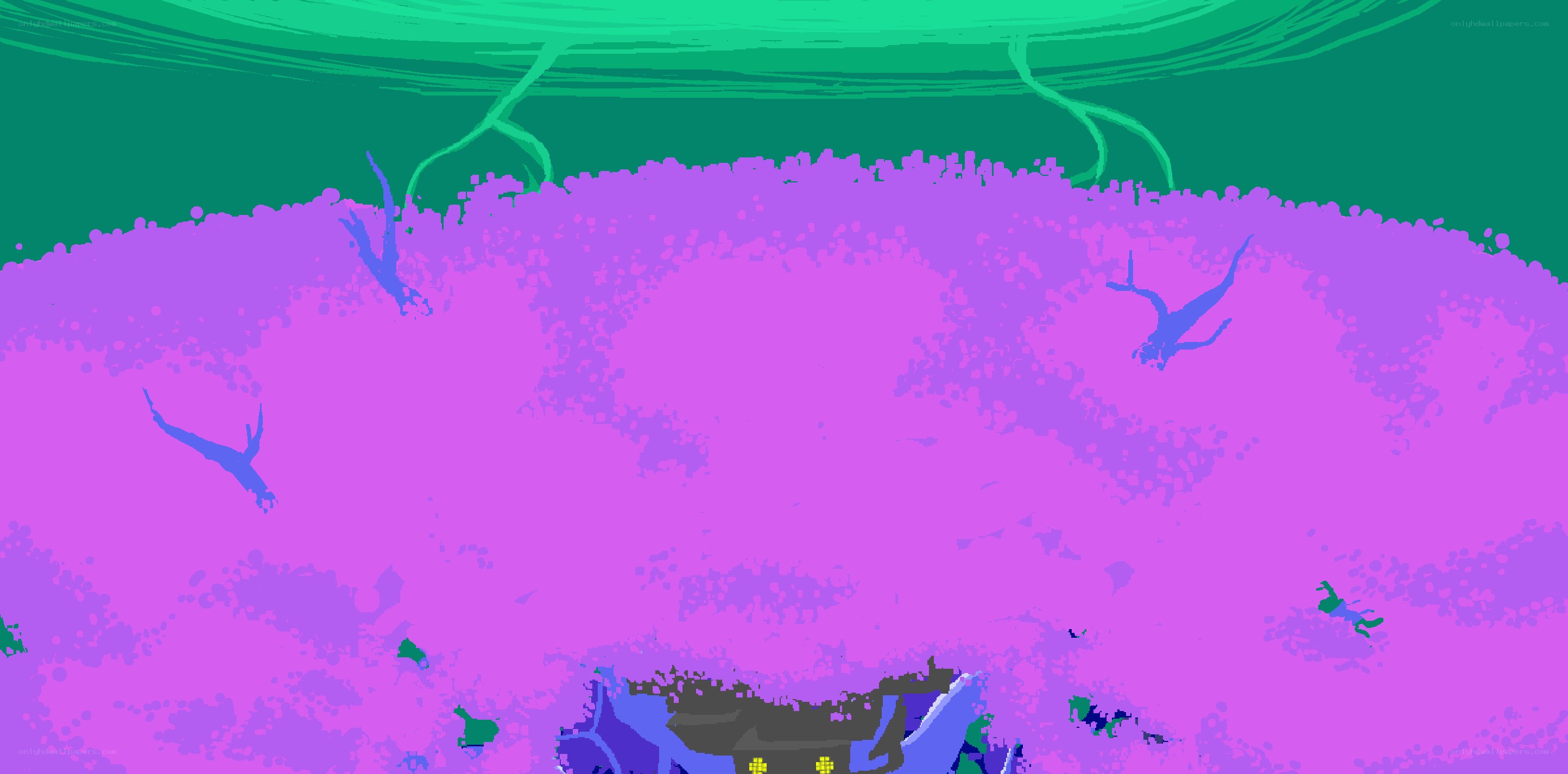 underwater scene with silhouettes