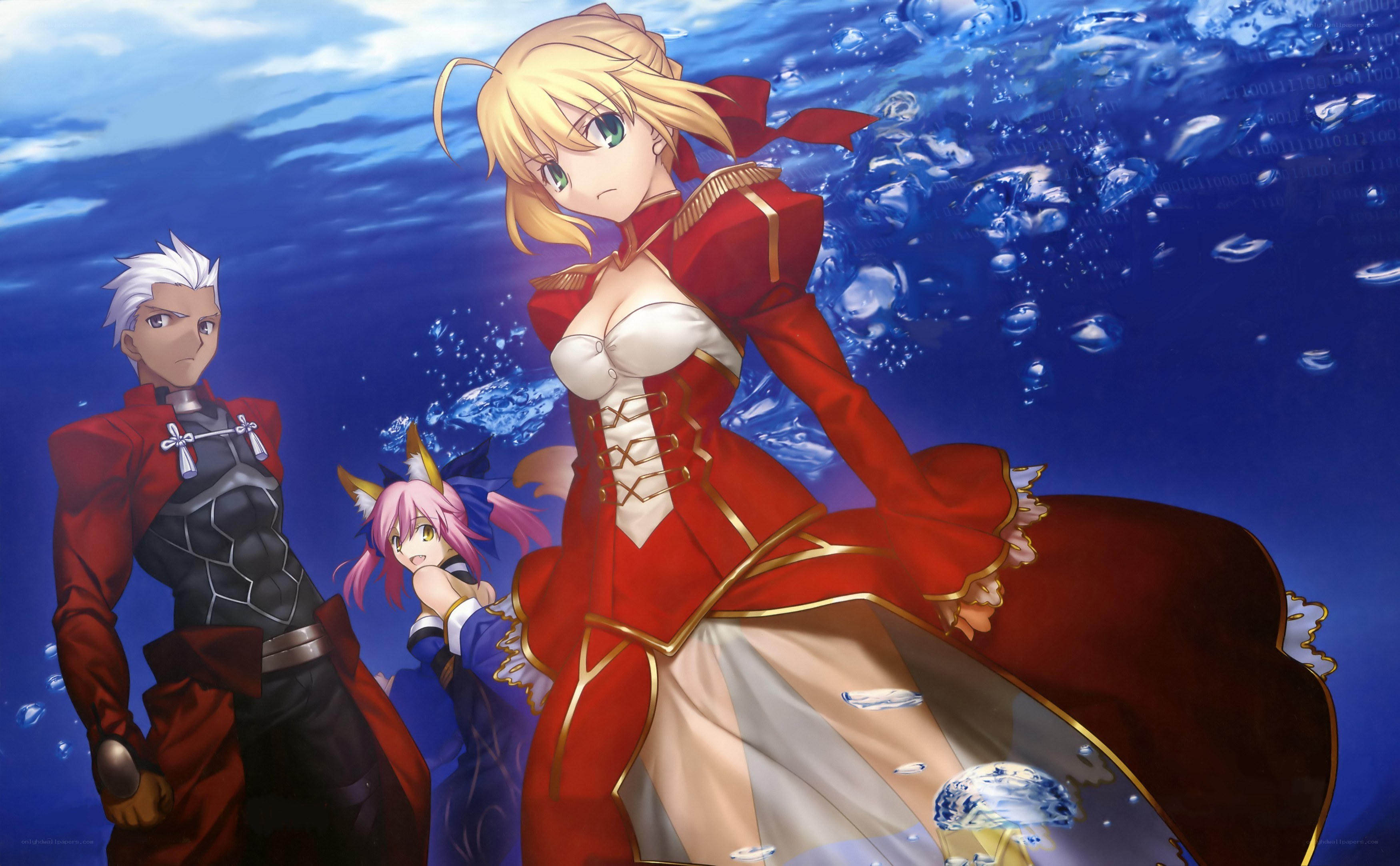 Underwater scene with three characters